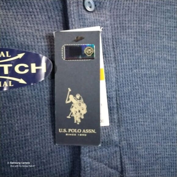 Men Official Licensed U.S. Polo Assn. Blue Natural Stretch Thermal Shirt Sm. NWT - Picture 4 of 8